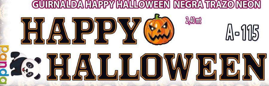 Guirnalda Happy Halloween negra trazo neón