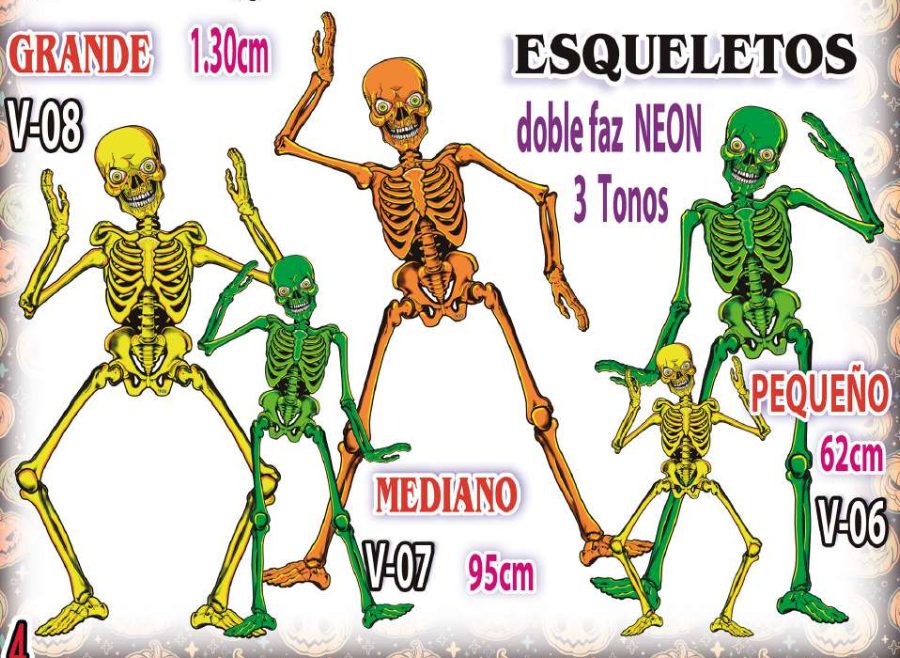 Esqueleto neón doble faz pequeño